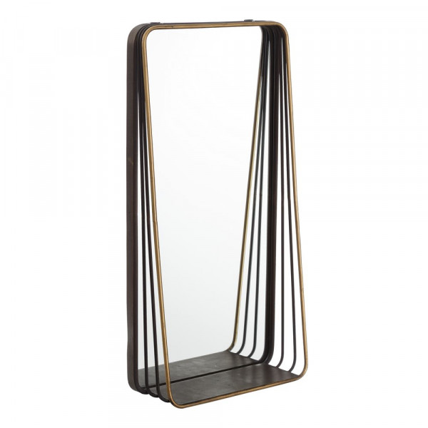 Estante con espejo de metal negro vintage para cuarto de baño Factory