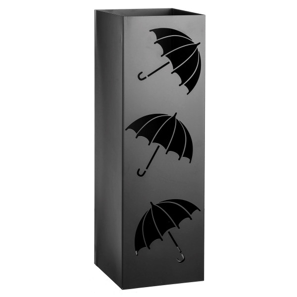 LOLAhome Paragüero contemporáneo Negro de Metal Cuadrado de Paraguas de 15x49 cm