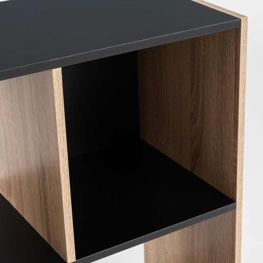 Estantería cubo de madera MDF negra y beige contemporánea, de 60x29x62 cm