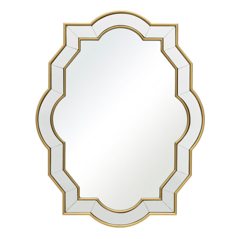 LOLAhome Espejo Redondo de Metal Dorado árabe para la Entrada de 70 cm Arabia