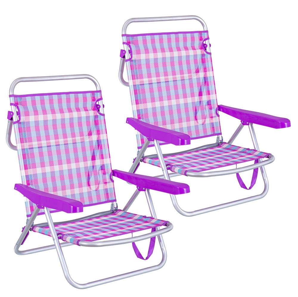Pack de 2 sillas de Playa Convertibles en Cama Coral de Aluminio y textileno LOLAhome 